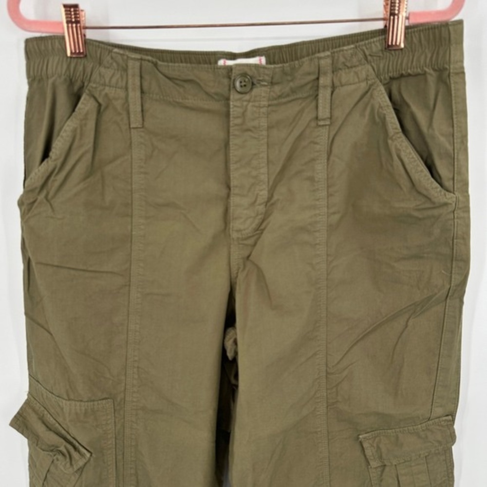 Men's Olive Green Casual Cargo Pants - Picture 3 of 4